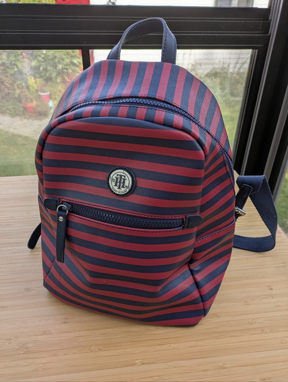 Tommy Hilfiger Striped Mini Backpack Blue & Red